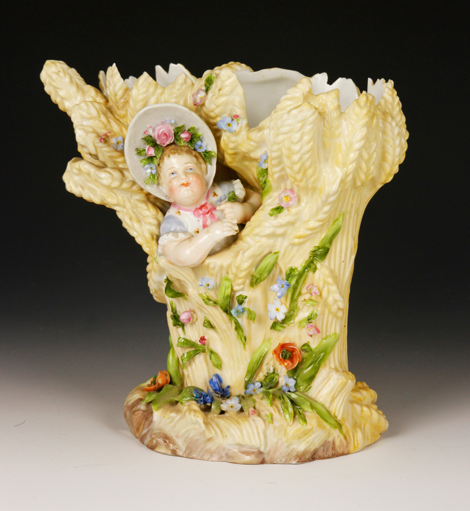 Appraisal: - Meissen Figural Vase Meissen figural vase with flower h