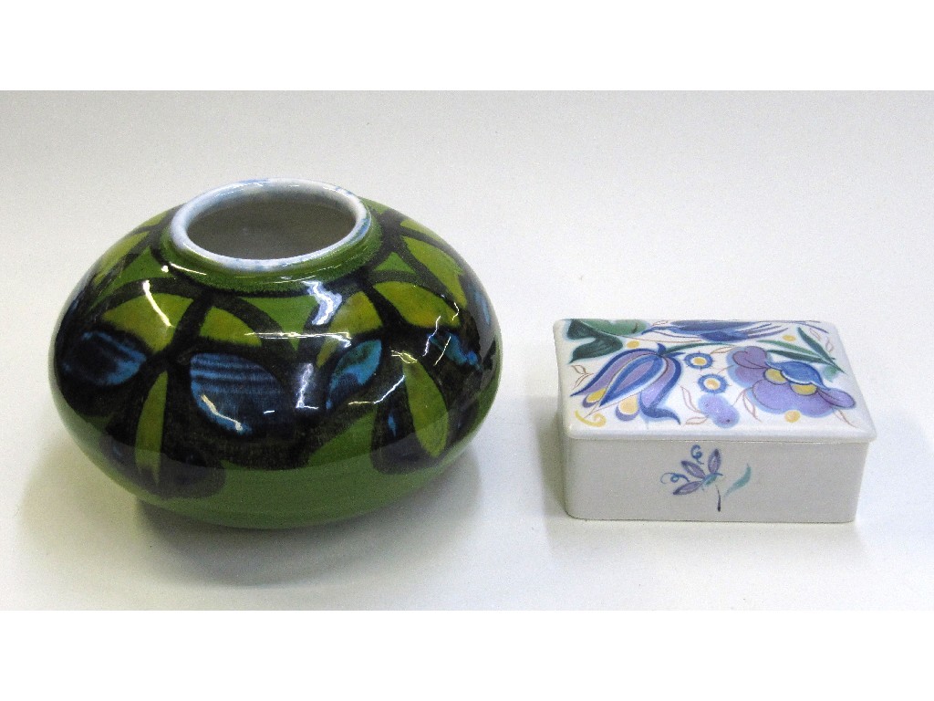 Appraisal: Poole Delphis vase and a Poole bluebird decorated box and