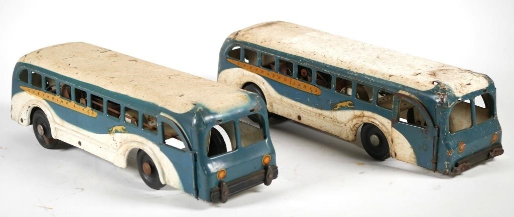 Appraisal: TWO PRESSED STEEL BUDDY L GREYHOUND BUSESBuddy L Greyhound Line