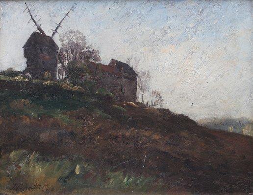 Appraisal: COLE Joseph Foxcroft American - Dutch Windmill Landscape Oil Canvas