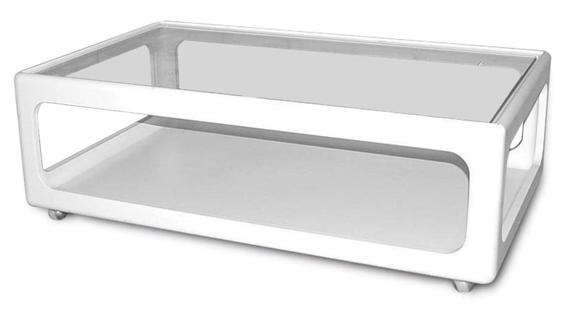 Appraisal: ITALIAN COFFEE TABLE Circa White synthetic material and glass x