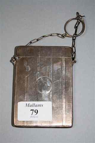 Appraisal: A GEORGE V SILVER TRAVELLING CARD CASE with line decoration