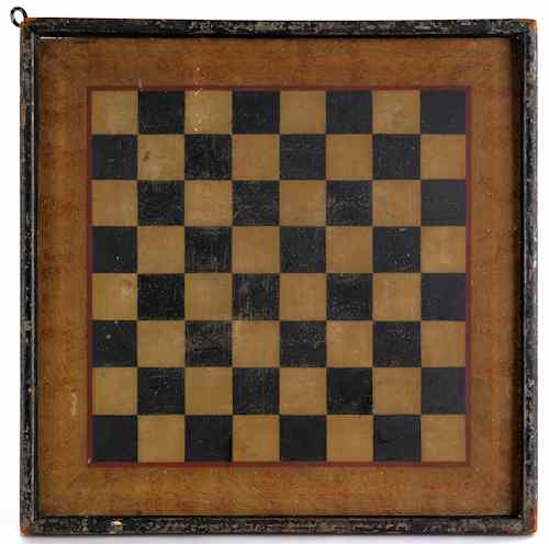 Appraisal: Painted pine gameboard th c with a marbleized border h