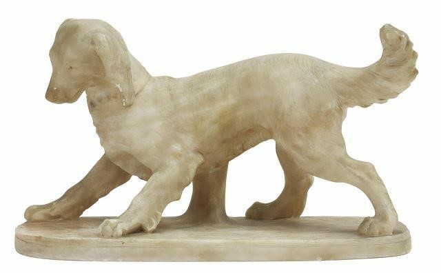 Appraisal: Carved alabaster sculpture of a standing dog unsigned approx h