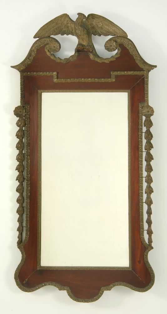 Appraisal: FEDERAL-STYLE MIRROR Late th CenturyIn mahogany Broken arch pediment mounted