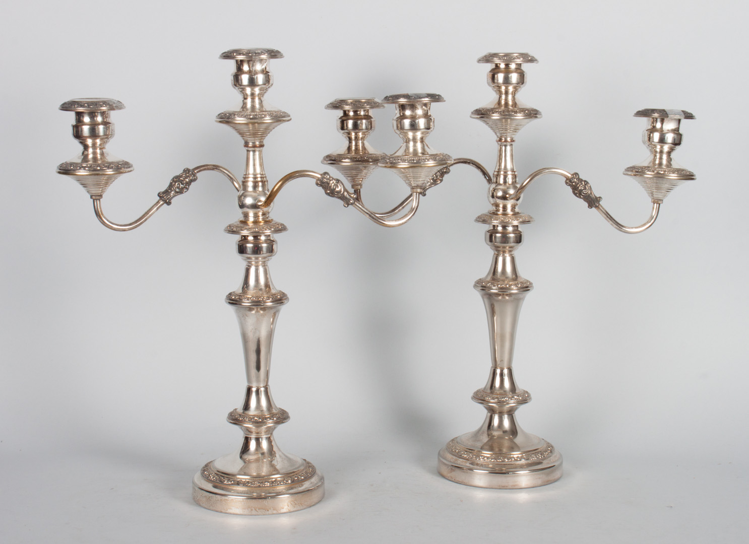 Appraisal: Pair of Sheffield silver-plated candelabra