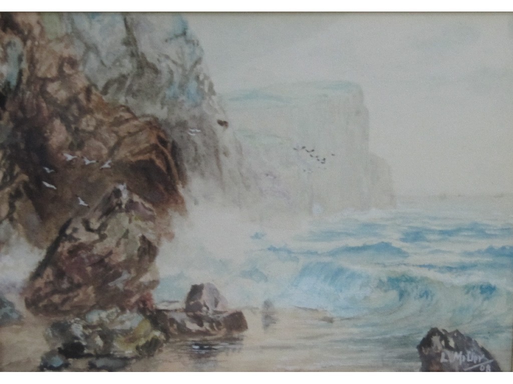 Appraisal: Watercolour coastal landscape indistinctly signed