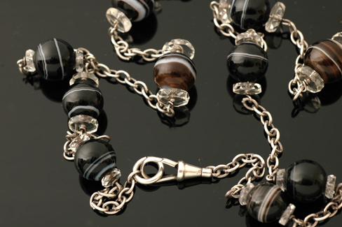 Appraisal: VINTAGE BANDED AGATE AND ROCK CRYSTAL NECKLACE