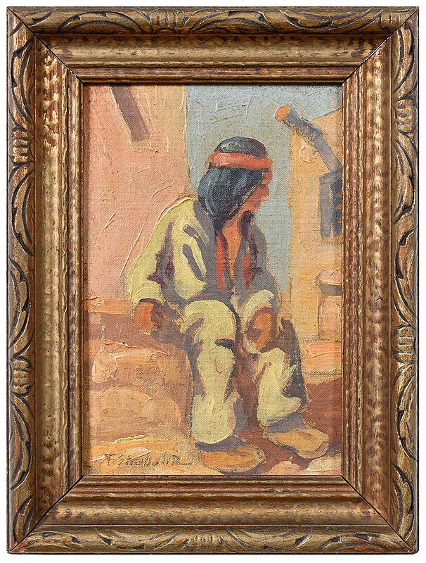 Appraisal: Franz Strahalm Texas Austria - Seated Native American oil on