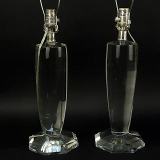 Appraisal: Pair of Visual Comfort Co Clear Crystal Lamps Good condition