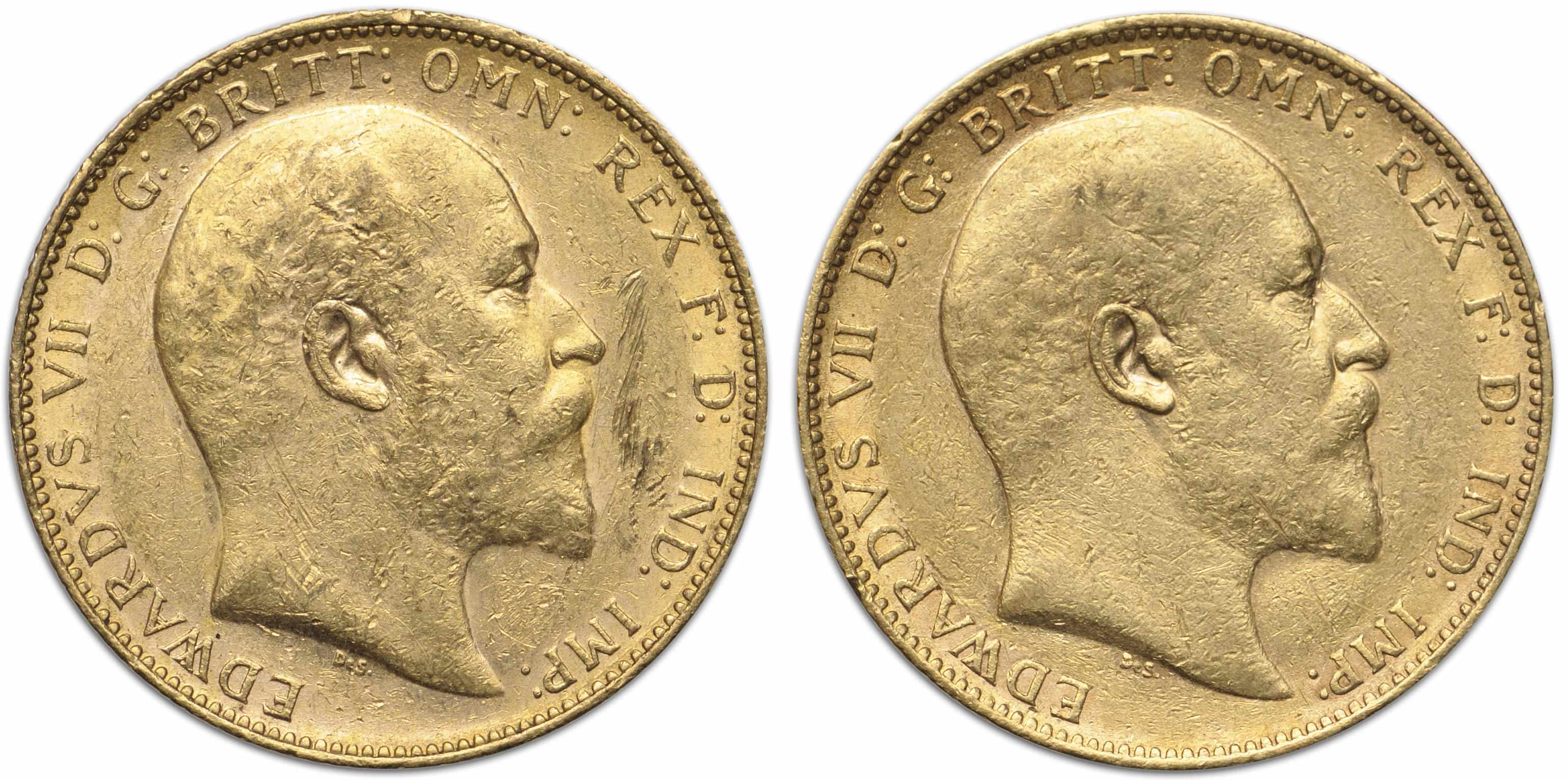 Appraisal: Australia Edward VII Sovereigns -P KM- Both show light wear