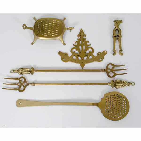 Appraisal: Brass Kitchen Utensils English and Continental A group of brass