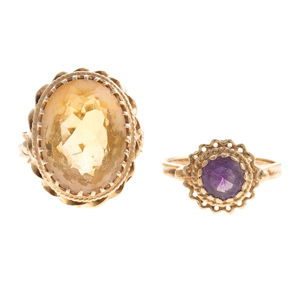 Appraisal: Two Ladies Vintage Gemstone Rings in K Gold K yellow