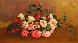 Appraisal: Emily Meston Emily Meston - Roses oil on canvas signed