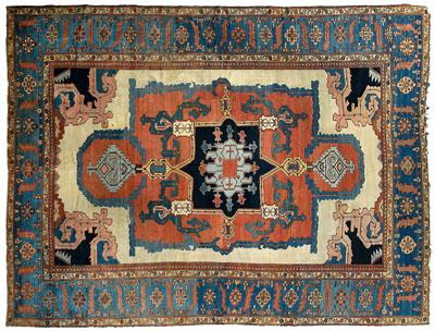 Appraisal: Bakshaish carpet well-drawn central medallion on dark blue and brick