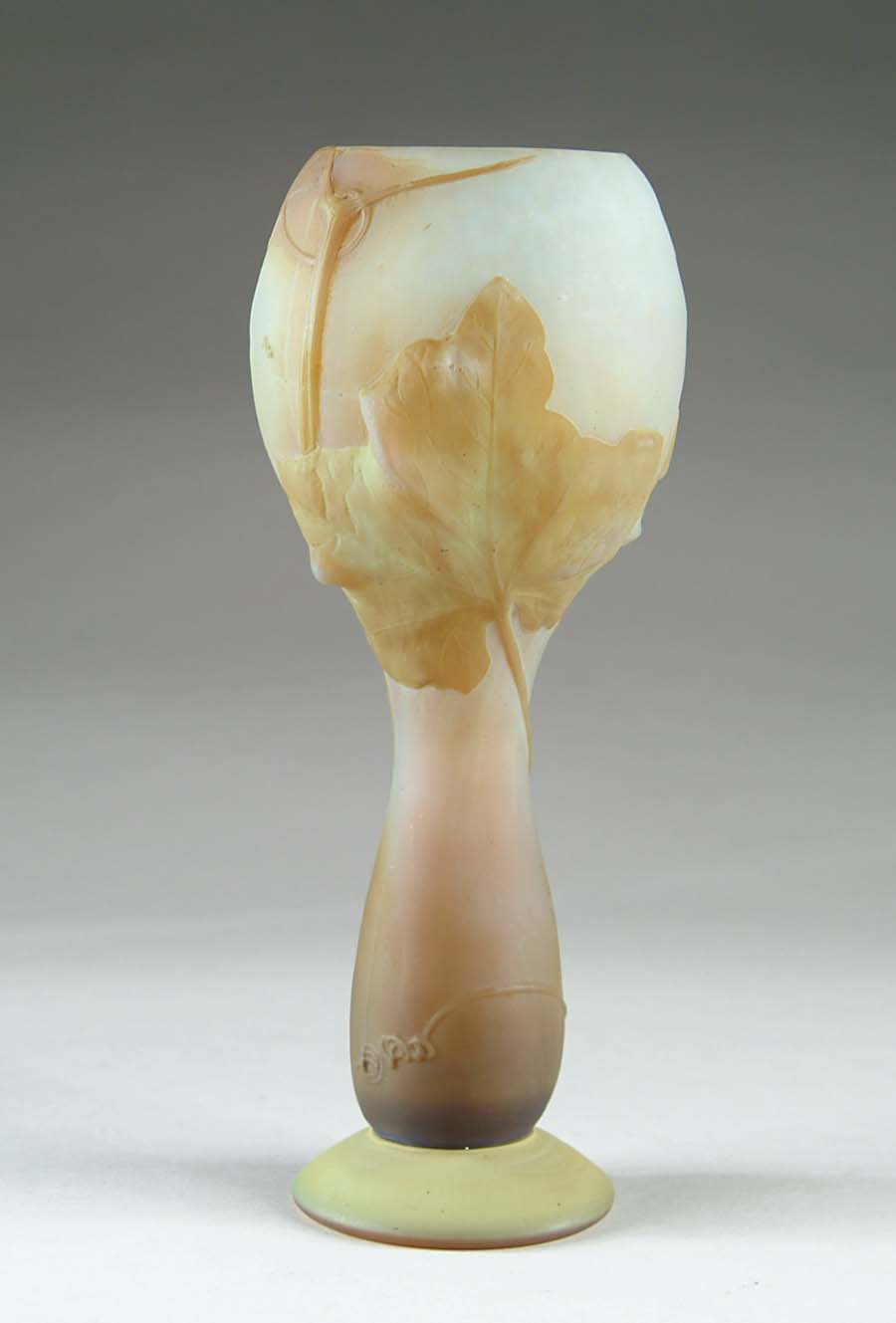 Appraisal: DAUM NANCY MOLD BLOWN VASE Extremely rare leaf and floral