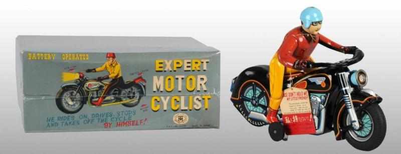 Appraisal: Tin Atom Motorcycle Battery-Operated Toy Description Japanese Working Original store