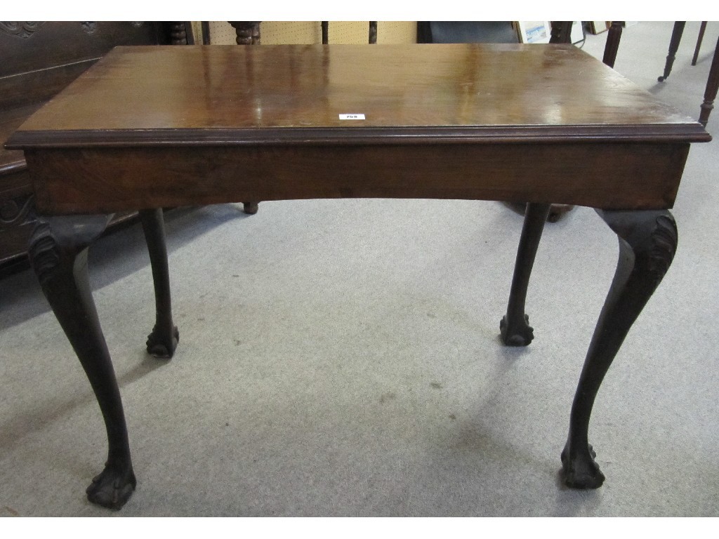 Appraisal: th Century mahogany rectangular silver style table raised on cabriole