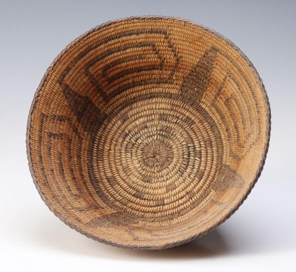 Appraisal: A PIMA INDIAN BASKET WITH ANGULAR SPIRAL PATTERNThe deep open