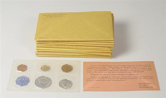 Appraisal: Five Nine Proof Sets In government issued envelopes Three sets