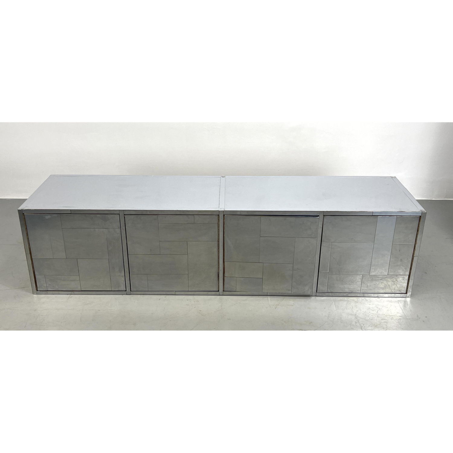 Appraisal: Paul Evans Attributed Cityscape Hanging Sideboard Cabinet Unmarked Dimensions H