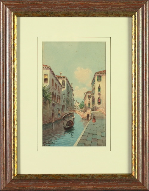 Appraisal: Italian School th Century Venetian Canal Scene with Gondolier watercolor