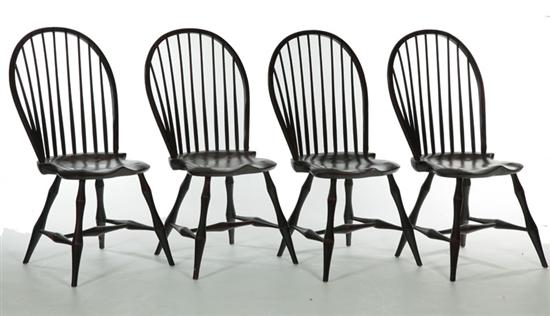 Appraisal: FOUR BOWBACK WINDSOR SIDE CHAIRS Riverbend Chair Company Lebanon Ohio