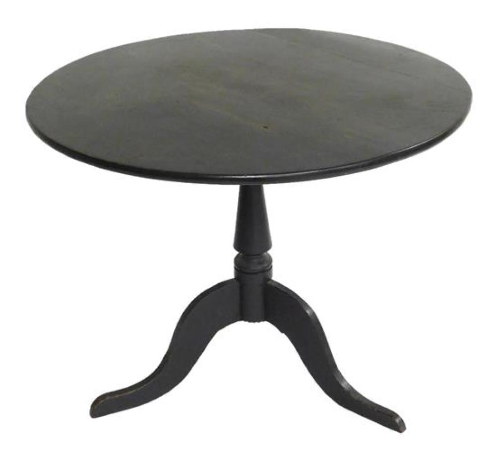 Appraisal: Reproduction tea table with black paint finish late th early