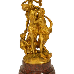 Appraisal: A Gilt Bronze Figural Bacchanalia Group After Michel Claude Clodion