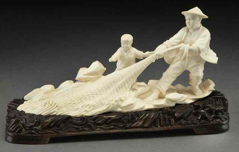 Appraisal: Chinese Cultural Revolution carved ivory figure International buyers should note