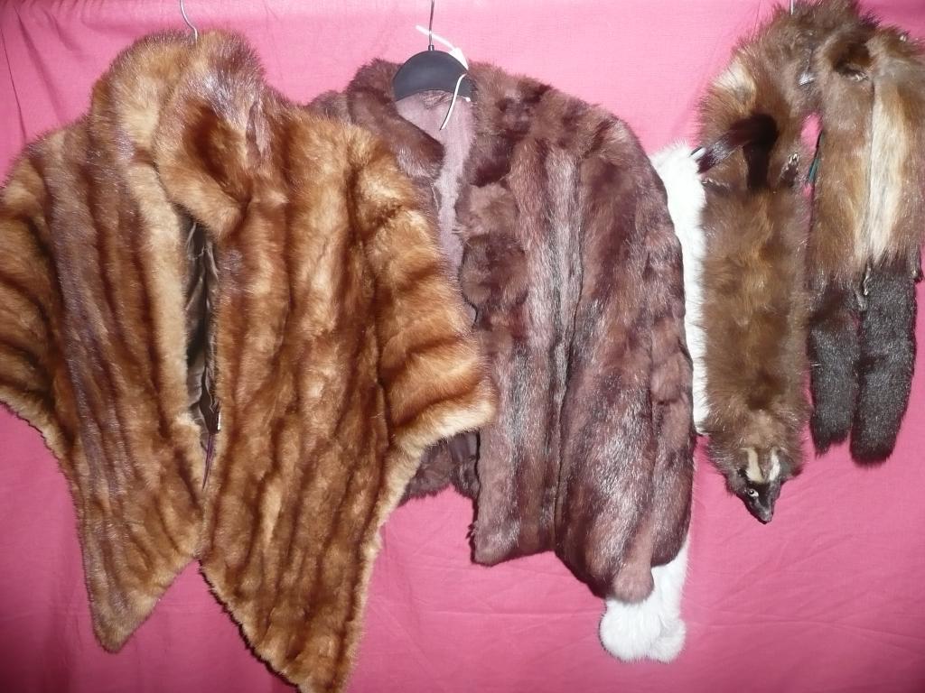 Appraisal: 's fur stoles cape and fur pieces plus rabbit body