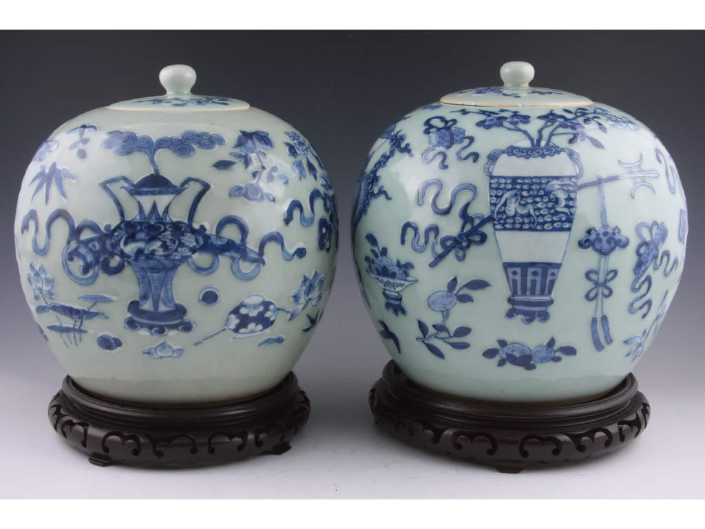 Appraisal: Pair of Chinese Porcelain Ginger Jars late th c globular