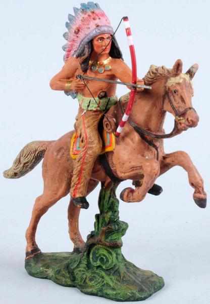 Appraisal: Pfeiffer Tipple-Topple Mounted Indian cm Indian mounted figure Repairs to