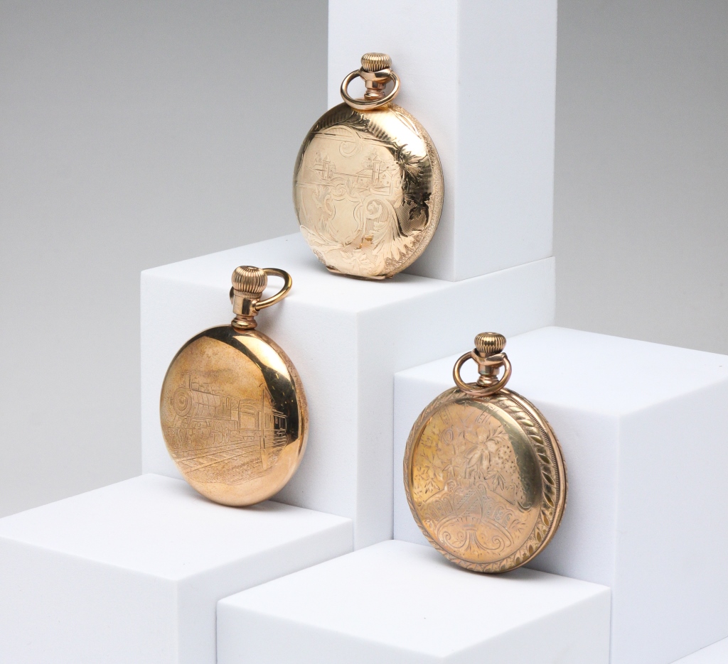 Appraisal: American late th century Three yellow gold filled pocket watches