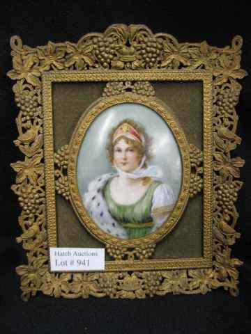 Appraisal: Miniature Painting on Porcelain of Queen Louise oval '' x