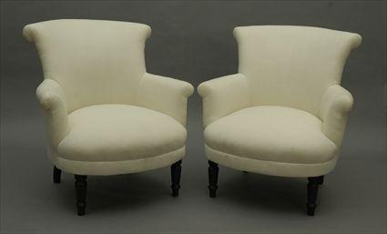 Appraisal: Pair of Victorian-Style Upholstered Armchairs Each x x in