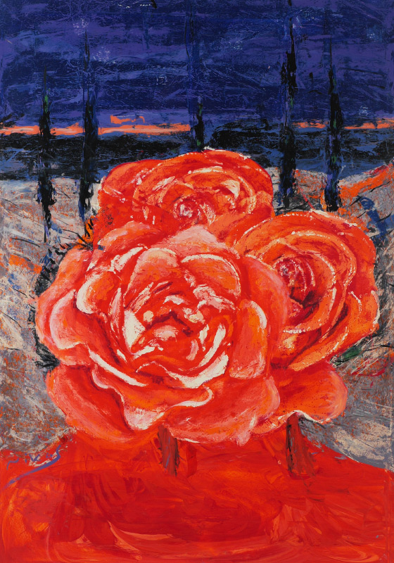 Appraisal: KYPRAIOS Nikos Greek - ''Rose II'' Oil Paper '' x