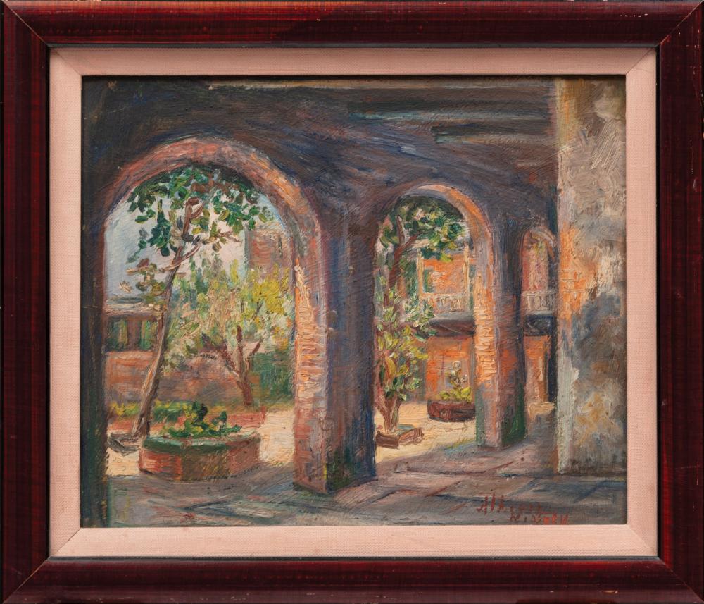 Appraisal: Alberta Kinsey American New Orleans - French Quarter Courtyard oil