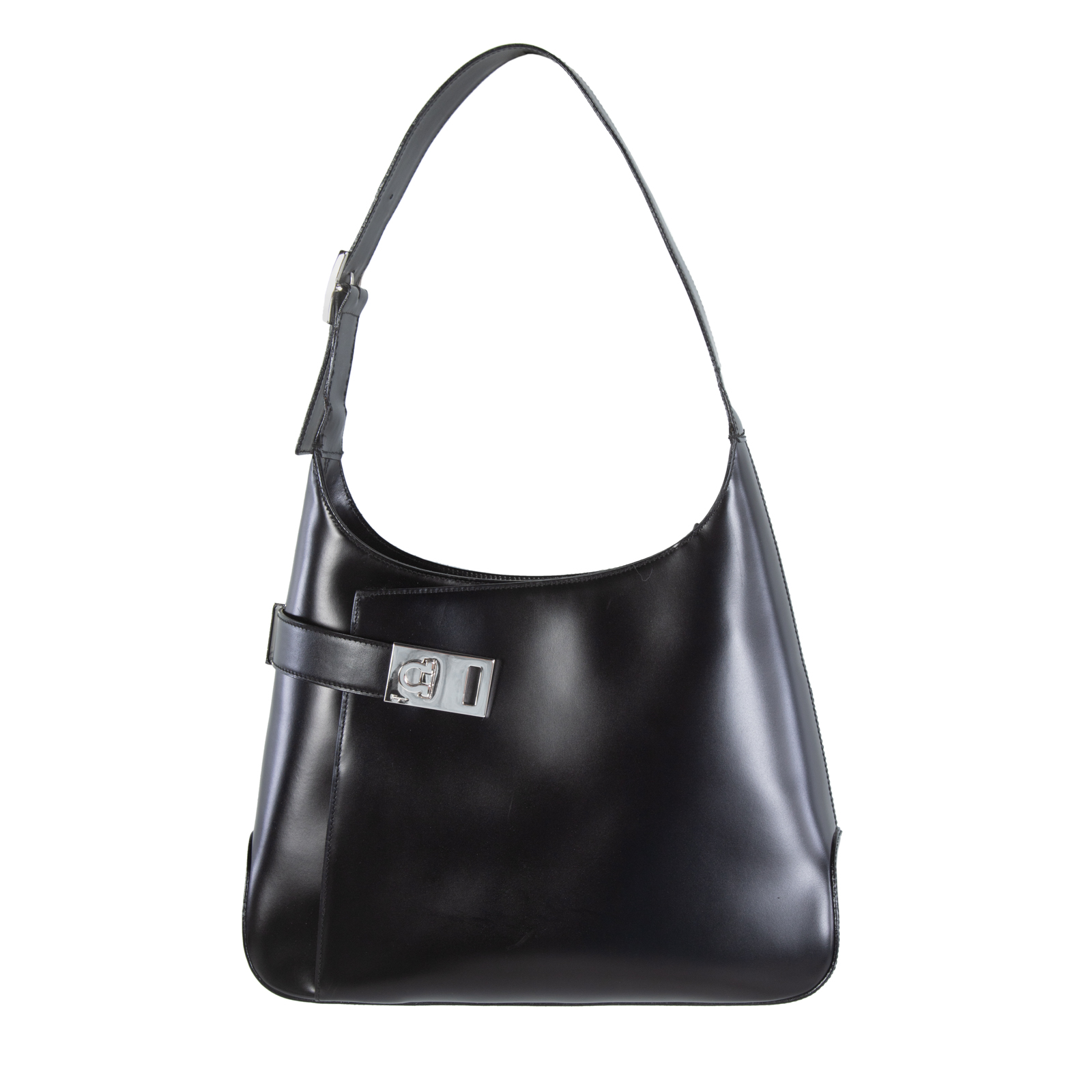 Appraisal: A SALVATORE FERRAGAMO BLACK LEATHER BAG A black leather Salvatore