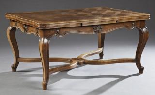 Appraisal: French Louis XV Style Carved Walnut Draw Leaf Tabl French