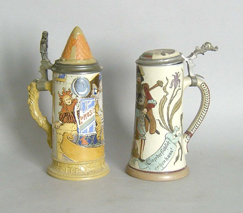 Appraisal: Mettlach stein h together with another German stein h