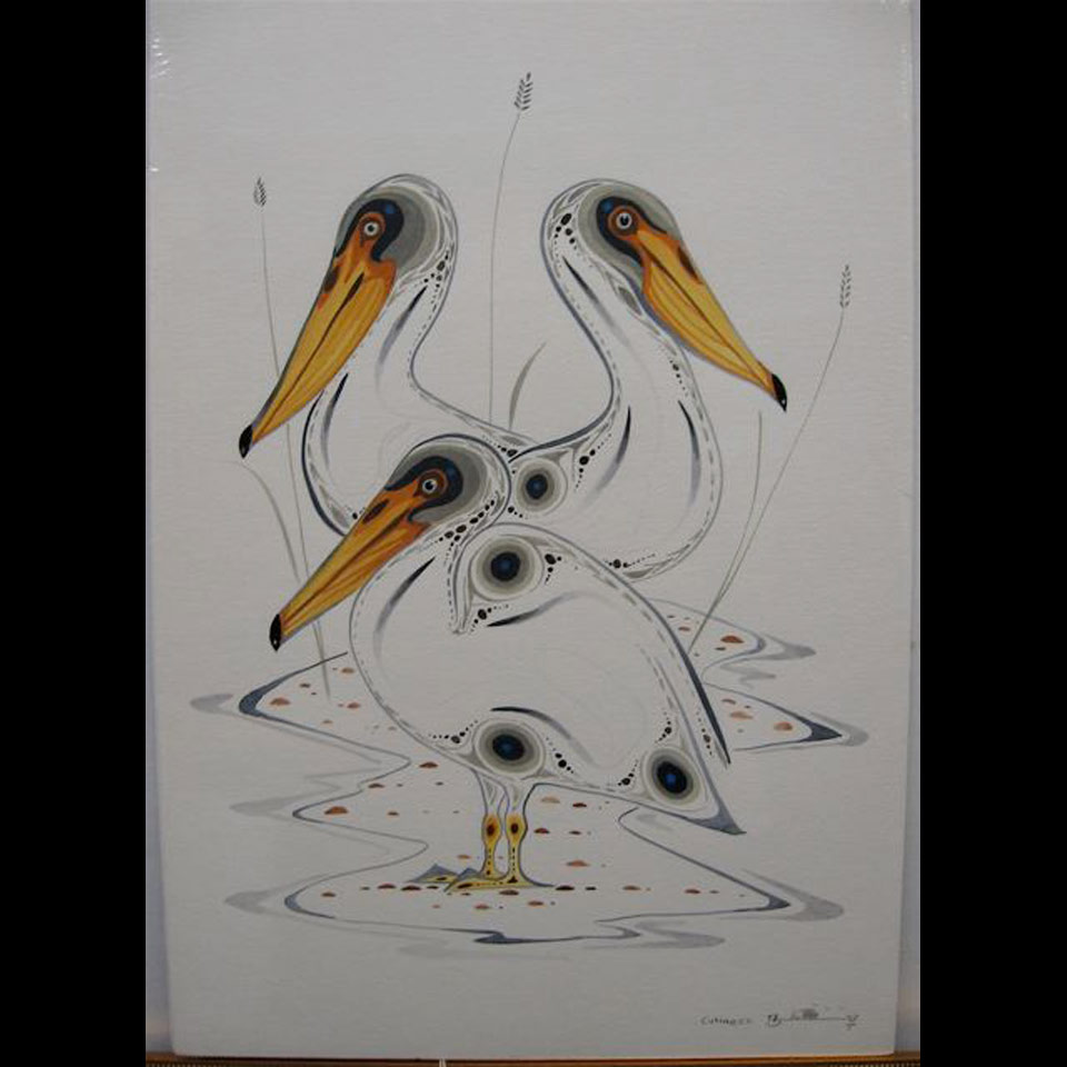 Appraisal: PELICANS EDWARD EDDIE COBINESS - CANADIAN WATERCOLOUR DATED UNFRAMED Height