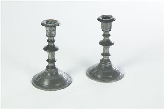 Appraisal: TWO PEWTER CANDLESTICKS Touch marks for Freeman Porter Westbrook Maine