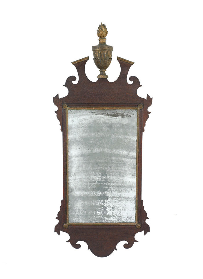 Appraisal: FEDERAL PAINTED AND PARCEL-GILT MAHOGANY MIRROR CIRCA With scrolled crest