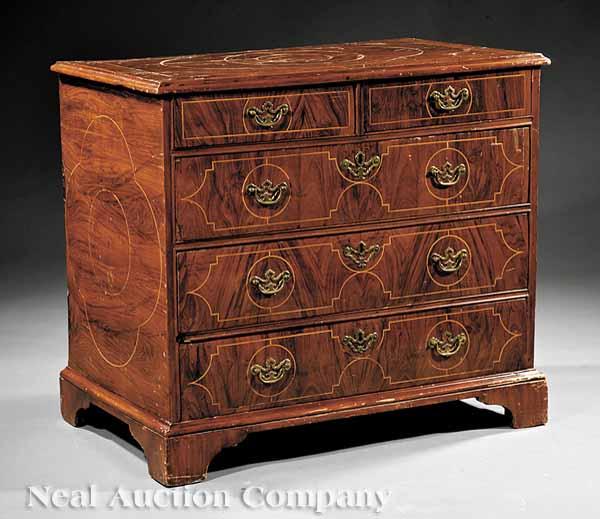 Appraisal: A George II Inlaid Walnut Chest of Drawers th c