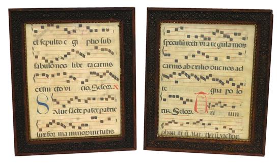 Appraisal: Two late th early th C Continental illuminated music sheets