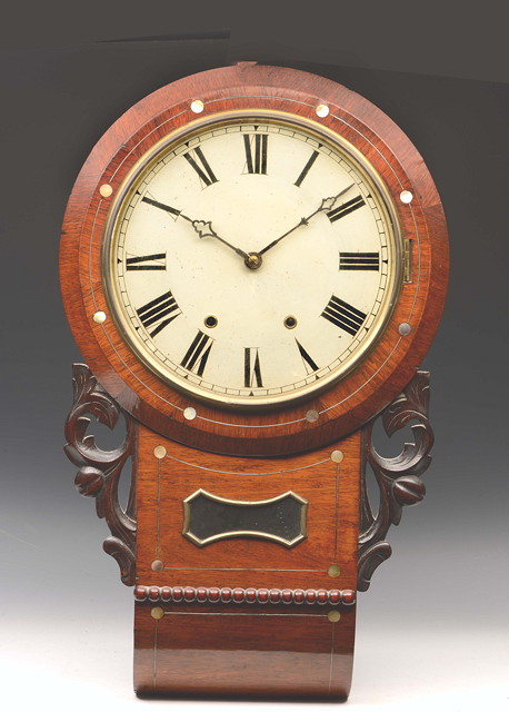 Appraisal: A TH CENTURY AMERICAN DROP DIAL WALL CLOCK having a