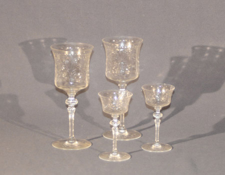 Appraisal: Etched Glass -Piece Stem Table Service th Century Consisting of