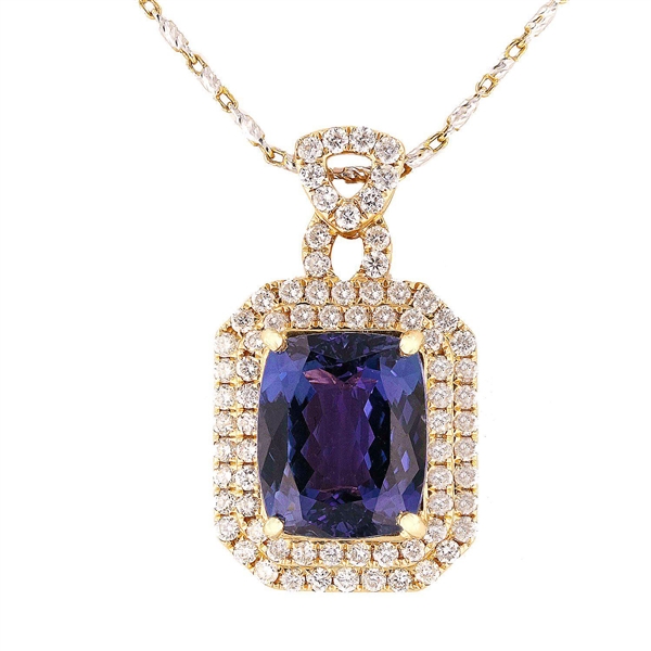 Appraisal: ct tanzanite and ctw diamond K white gold pendant necklace