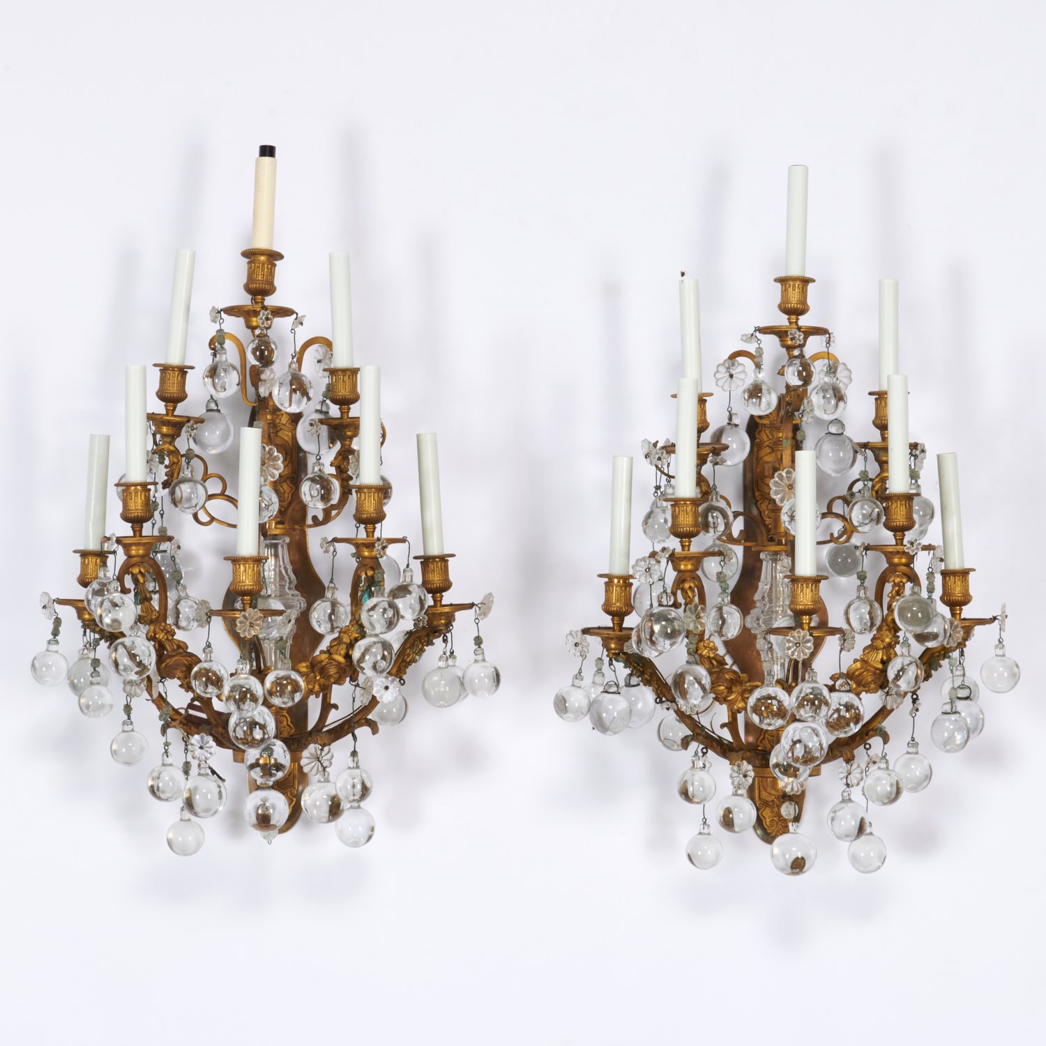 Appraisal: PAIR LARGE REGENCE STYLE GILT BRONZE SCONCES th th c